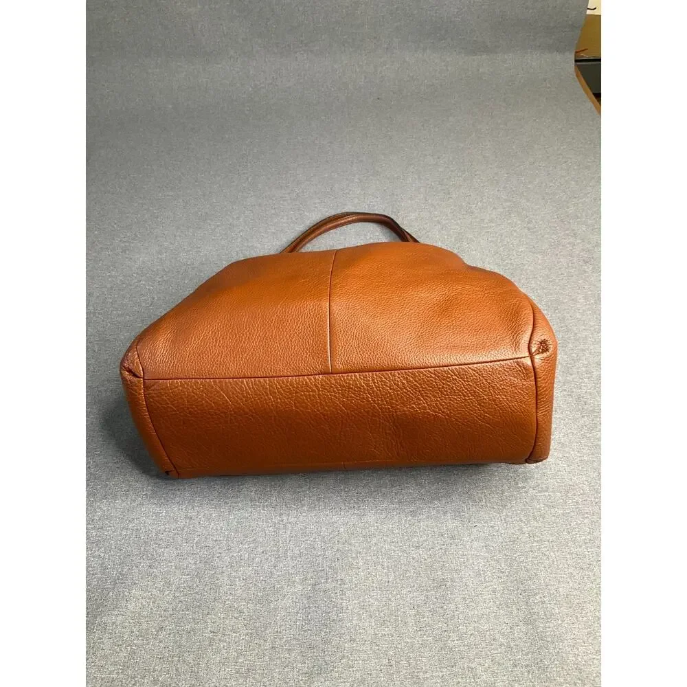 Coach Madison Phoebe Leather Shoulder Bag Pebbled Brown 3 Compartments